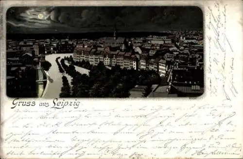 Mondschein Litho Leipzig in Sachsen, Panorama