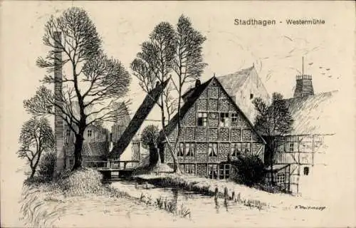 Künstler Ak Stadthagen in Niedersachsen, Westermühle