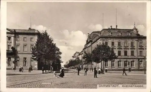 Ak Darmstadt in Hessen, Rheinstraße