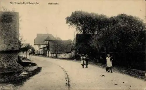 Ak Deichsende Nordholz Wurster Nordseeküste Landkreis Cuxhaven, Dorfstraße