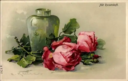 Künstler Litho Klein, Catharina, Blumenvase, Rosen