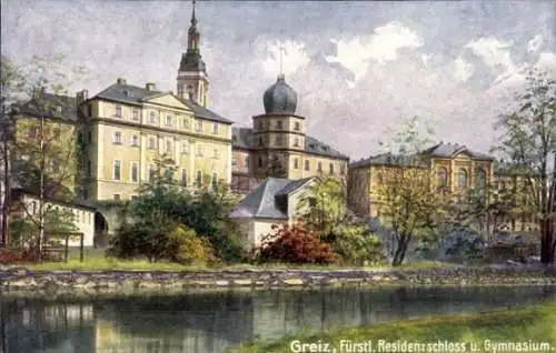 Ak Greiz im Vogtland Thüringen,  Fürstl. Residenzschloss u. Gymnasium