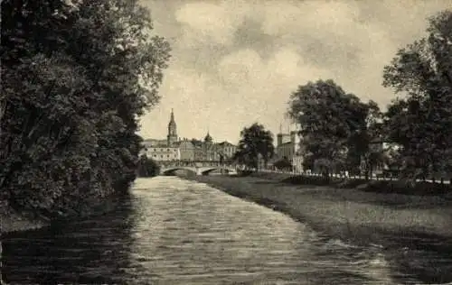 Ak Greiz im Vogtland Thüringen, Blick von der Heinrichstraße (flussaufwärts)