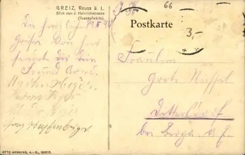 Ak Greiz im Vogtland Thüringen, Blick von der Heinrichstraße (flussaufwärts)