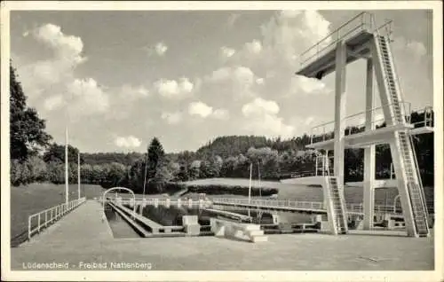 Ak Lüdenscheid im Märkischen Kreis, Freibad Nattenberg, Sprungturm