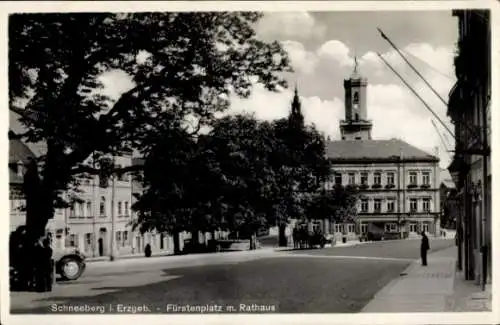 Ak Schneeberg im Erzgebirge, Fürstenplatz, Rathaus