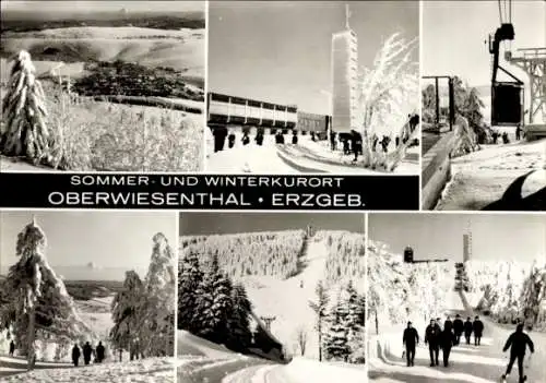 Ak Oberwiesenthal im Erzgebirge, Panorama, Winter, Lift