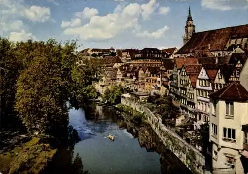 Ak Tübingen am Neckar, Am Neckar, Ruderboot