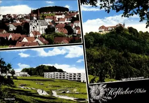 Ak Hofbieber in der Rhön, Panorama, Golfplatz, Schloss Bieberstein