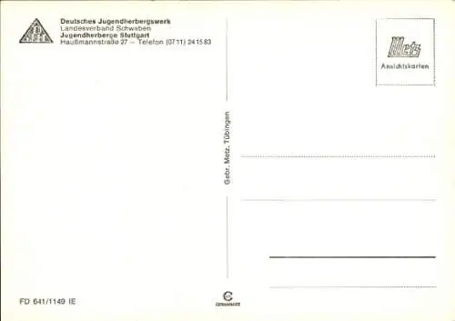 Ak Stuttgart in Württemberg, Deutsches Jugendherbergswerk, Jugendherberge, Speisesaal