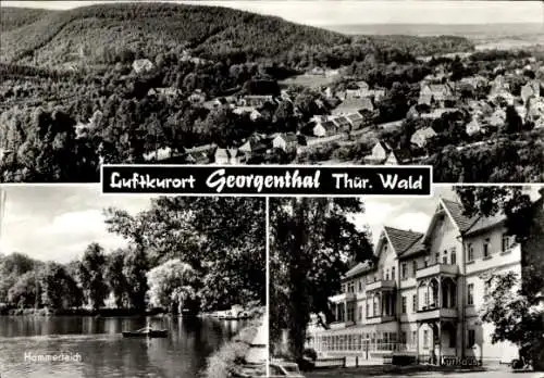 Ak Georgenthal in Thüringen, Panorama, Hammerteich, Kurhaus