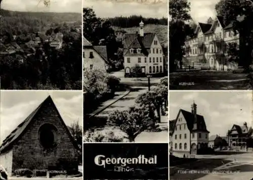 Ak Georgenthal in Thüringen, Panorama, Kurhotel, FDGB Heim, Hotel Deutscher Hof, Kornhaus