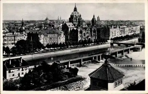 Ak München, Teilansicht, Isarquai