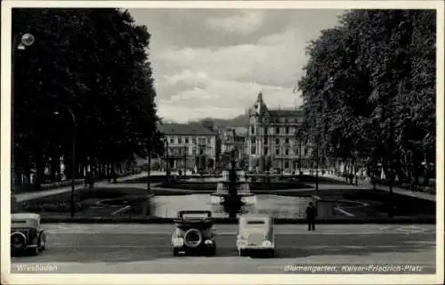 Ak Wiesbaden in Hessen, Blumengarten, Kaiser-Friedrich-Platz