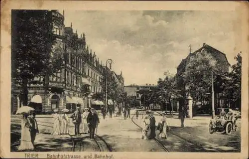 Ak Trier an der Mosel, Bahnhofstraße, Bahnhof