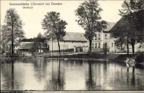 Ak Ullersdorf Radeberg in Sachsen, Dorfteich