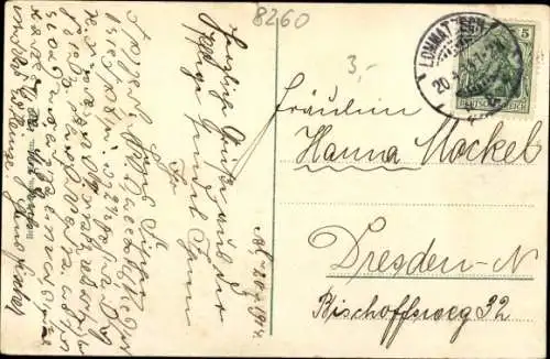 Ak Lommatzsch in Sachsen, Stadtansicht mit Kirche