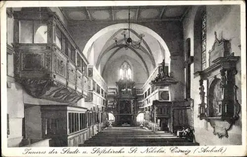 Ak Coswig in Anhalt, Innenansicht der Stiftskirche St. Nikolai