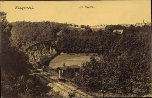 Ak Königsbrück in der Oberlausitz, Auental, Eisenbahnbrücke