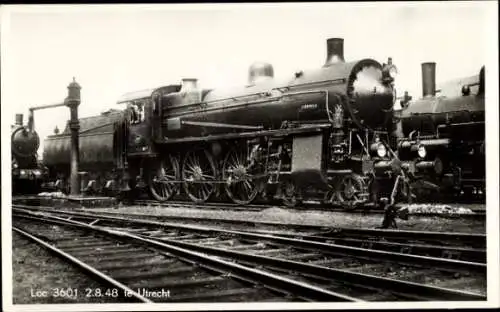 Ak Utrecht Niederlande, Loc 3601, Niederländische Eisenbahn, Dampflokomotive, 1948