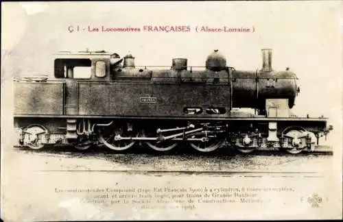 Ak Französische Eisenbahn, Alsace-Lorraine, Dampflok