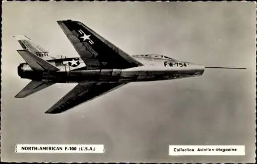 Foto Ak North American F 100, USAF, FW 754, Amerikanisches Kampfflugzeug