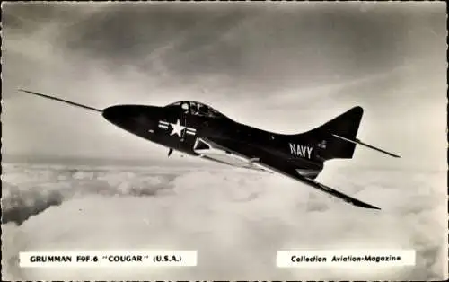 Foto Ak Amerikanisches Kampfflugzeug, Grumman F9F6 Cougar, USA