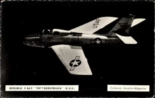 Foto Ak Amerikanisches Kampfflugzeug, Republic F 84 F Thunderstreak, USAF