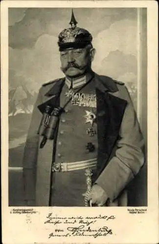 Ak Generalfeldmarschall Paul von Hindenburg, Portrait, Feldstecher, Orden