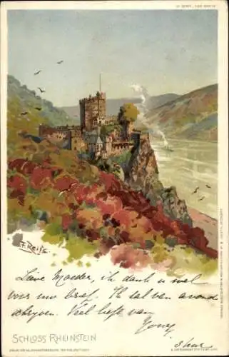 Künstler Litho Reiss, Trechtingshausen Bingen am Rhein, Schloss Rheinstein