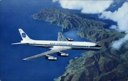 Ak Amerikanisches Passagierflugzeug der Pan American World Airways, DC 8 Jet Clipper