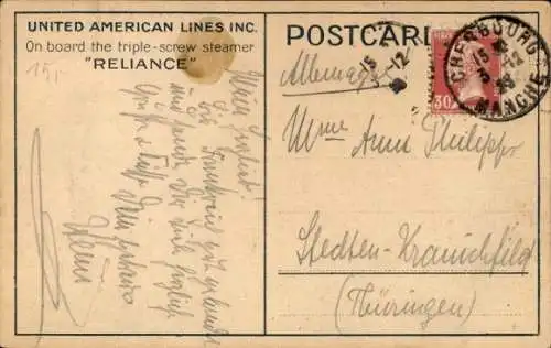 Ak HAPAG USL Dampfer SS Reliance