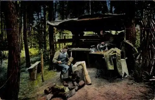 Ak Kriegsbilder aus den Vogesen, Handwerker im Hochwald, I WK