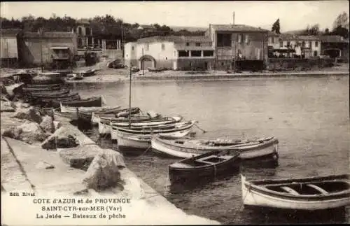 Ak Saint Cyr sur Mer Var, Pier, Fischerboote