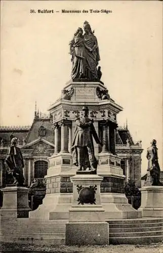 Ak Belfort Beffert Beffort Territoire de Belfort, Monument des Trois-Sieges...