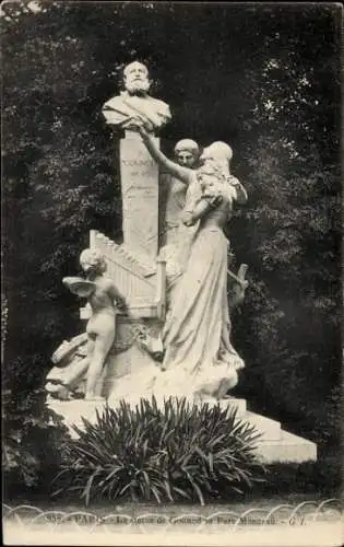 Ak Paris, Charles Gounod Denkmal im Parc Monceau