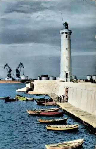 Ak Sète Cette Hérault, Leuchtturm, Hafenpartie