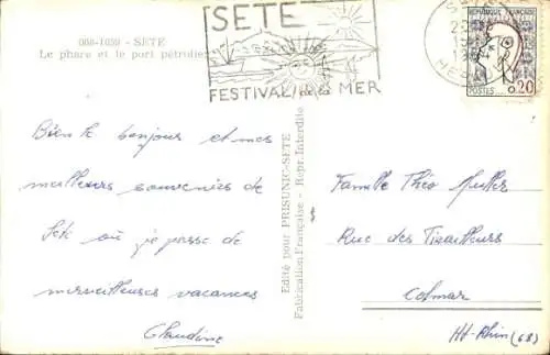 Ak Sète Cette Hérault, Leuchtturm, Hafenpartie