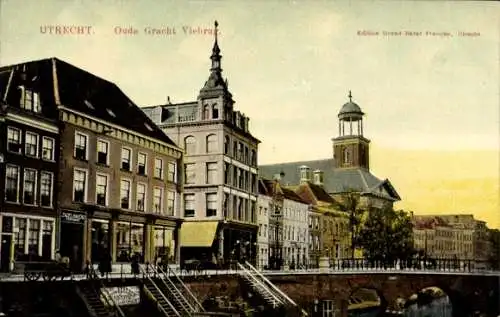 Ak Utrecht Niederlande, Oude Gracht, Viebrug, Brücke