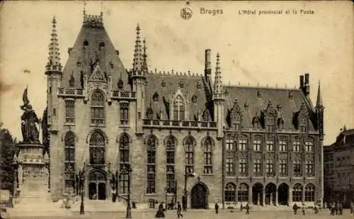 Ak Bruges Brügge Flandern Westflandern, Hôtel provincial und die Post