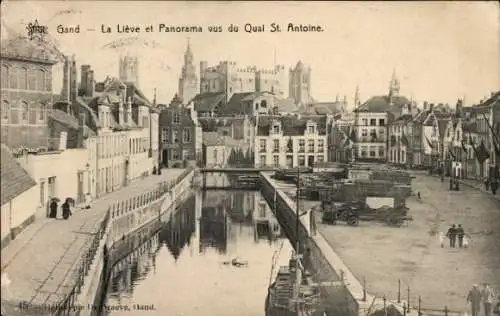 CPA Gand Gand Flandre Orientale, La Liève et Panorama vus du Quai St. Antoine