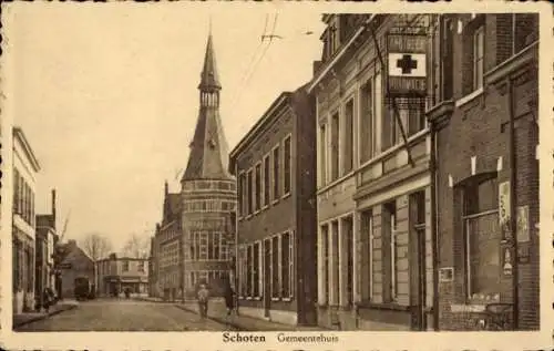 Ak Schooten Schoten Flandern Antwerpen, Gemeindehaus