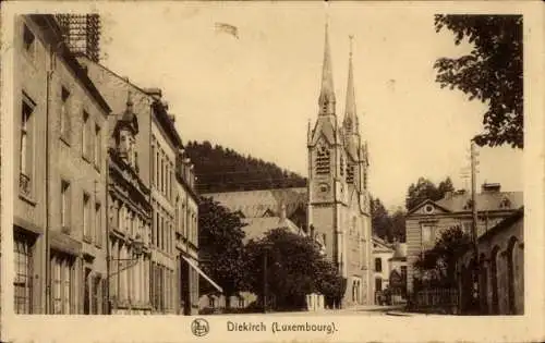 Ak Diekirch Luxemburg, Teilansicht, Kirche