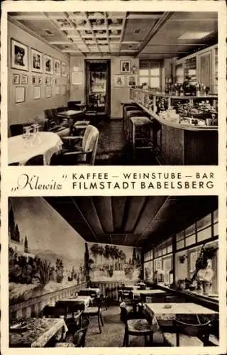 Ak Babelsberg Potsdam, Filmstadt, Café Weinstube Bar Klewitz, Lindenstraße 91, Schauspielerportraits