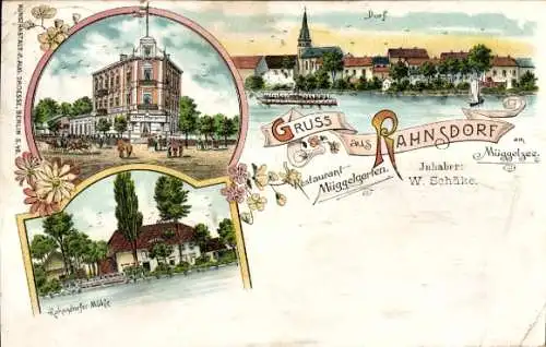 Litho Berlin Köpenick Rahnsdorf, Restaurant Müggelgarten, Dorf, Mühle