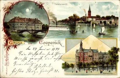 Litho Berlin Köpenick, Totalansicht, Ratskeller, Brücke