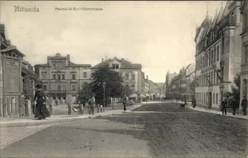 Ak Mittweida in Sachsen, Neumarkt, Rochlitzer Straße