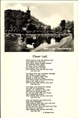 Ak Kleve am Niederrhein, Schwanenburg, Verse Clever Lied