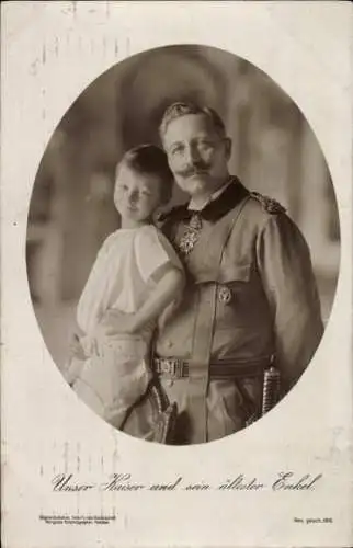 Ak Unser Kaiser und sein ältester Enkel, Kaiser Wilhelm II., Prinz Wilhelm von Preußen, Portrait