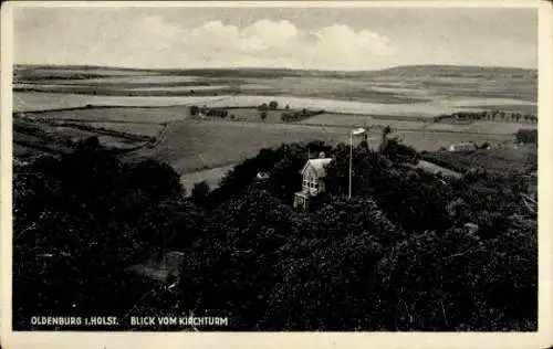 Ak Oldenburg in Holstein, Gesamtansicht, Kirchturm